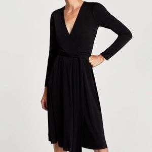 Zara Black Midi Wrap Dress